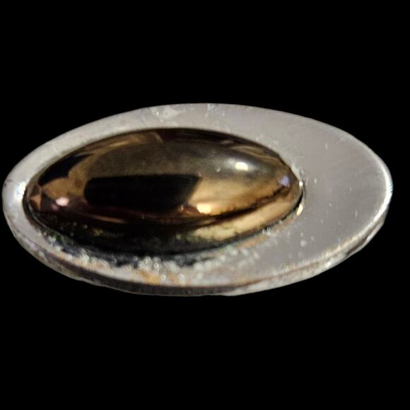 Anson Silver Tone & Copper Oval Cufflinks w/ Tie Clip Vintage Set - Picture 2 of 10